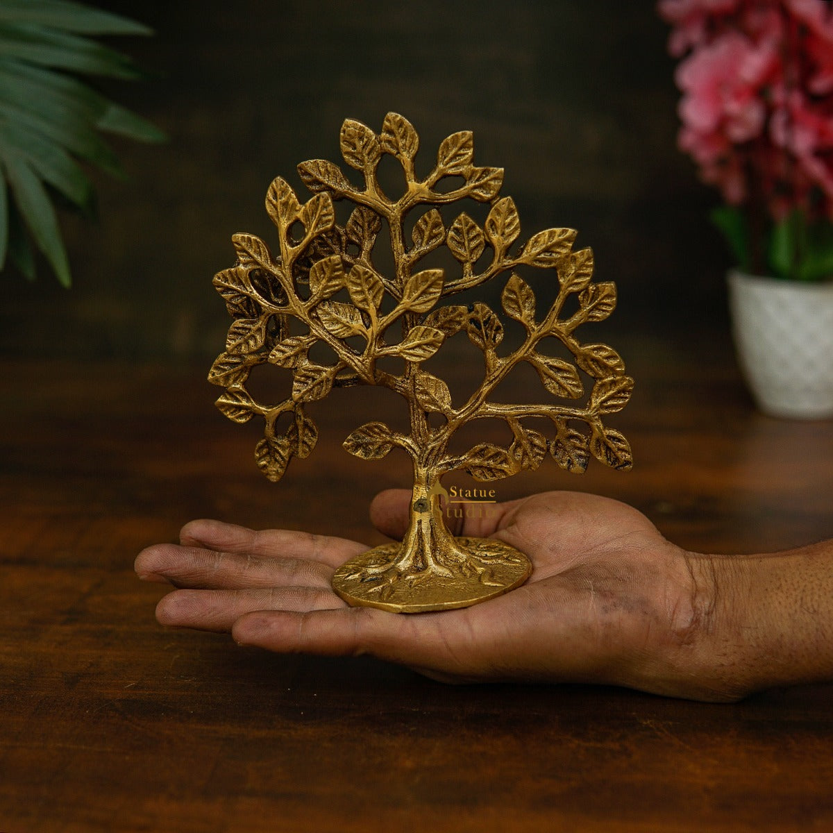Brass Small Tree Showpiece For Lucky Home Vastu Décor Gift - Image 2