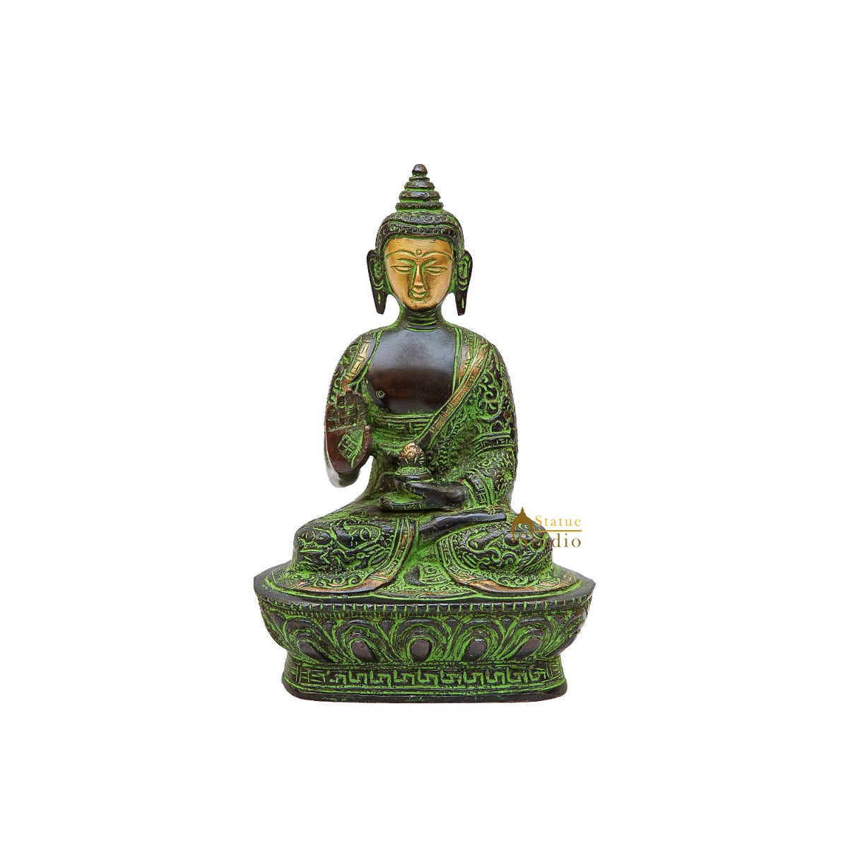 Brass Buddha Statue Antique Finish For Home Décor Showpiece 7" - Image 3