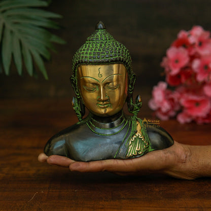 Brass Buddha Bust Idol Antique Finish Showpiece For Home Office Table Decor 6" by vendor-unknown - Buddha (View 2)