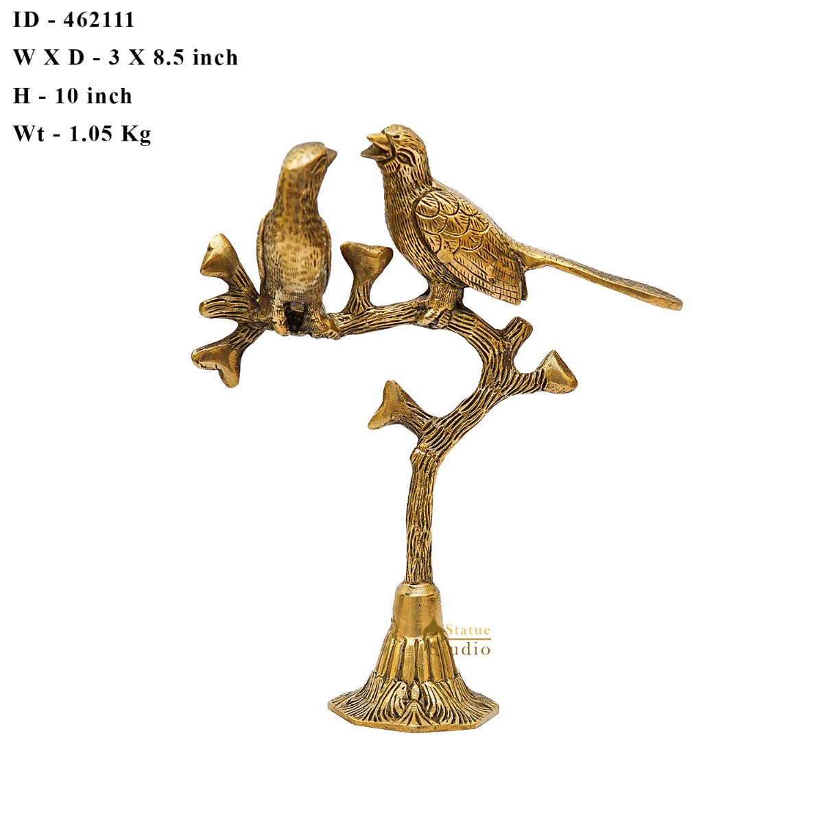 Brass Bird Pair Sitting On Tree For Home Office Table Decor Showpiece 10 Inch - Image 6