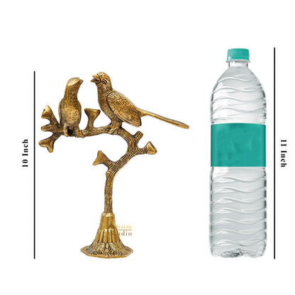 Brass Bird Pair Sitting On Tree For Home Office Table Decor Showpiece 10 Inch by vendor-unknown - Decor (View 7)