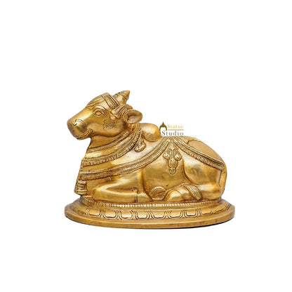 Brass Antique Shiva Nandi Idol Home Pooja Room Décor Lucky Gift Statue by vendor-unknown - Spiritual (View 6)