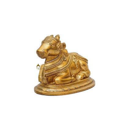 Brass Antique Shiva Nandi Idol Home Pooja Room Décor Lucky Gift Statue by vendor-unknown - Spiritual (View 4)