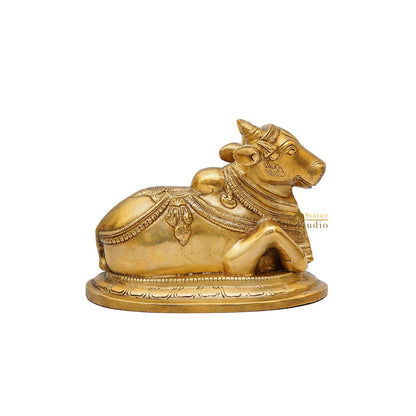 Brass Antique Shiva Nandi Idol Home Pooja Room Décor Lucky Gift Statue by vendor-unknown - Spiritual (View 5)