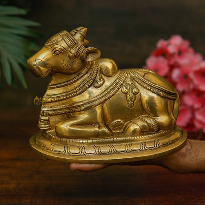 Brass Antique Shiva Nandi Idol Home Pooja Room Décor Lucky Gift Statue by vendor-unknown - Spiritual (View 3)