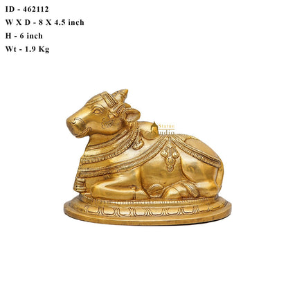Brass Antique Shiva Nandi Idol Home Pooja Room Décor Lucky Gift Statue by vendor-unknown - Spiritual (View 7)