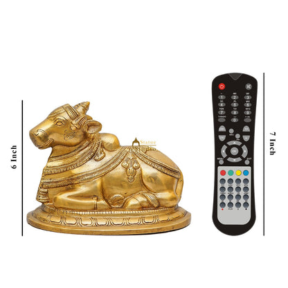 Brass Antique Shiva Nandi Idol Home Pooja Room Décor Lucky Gift Statue by vendor-unknown - Spiritual (View 8)