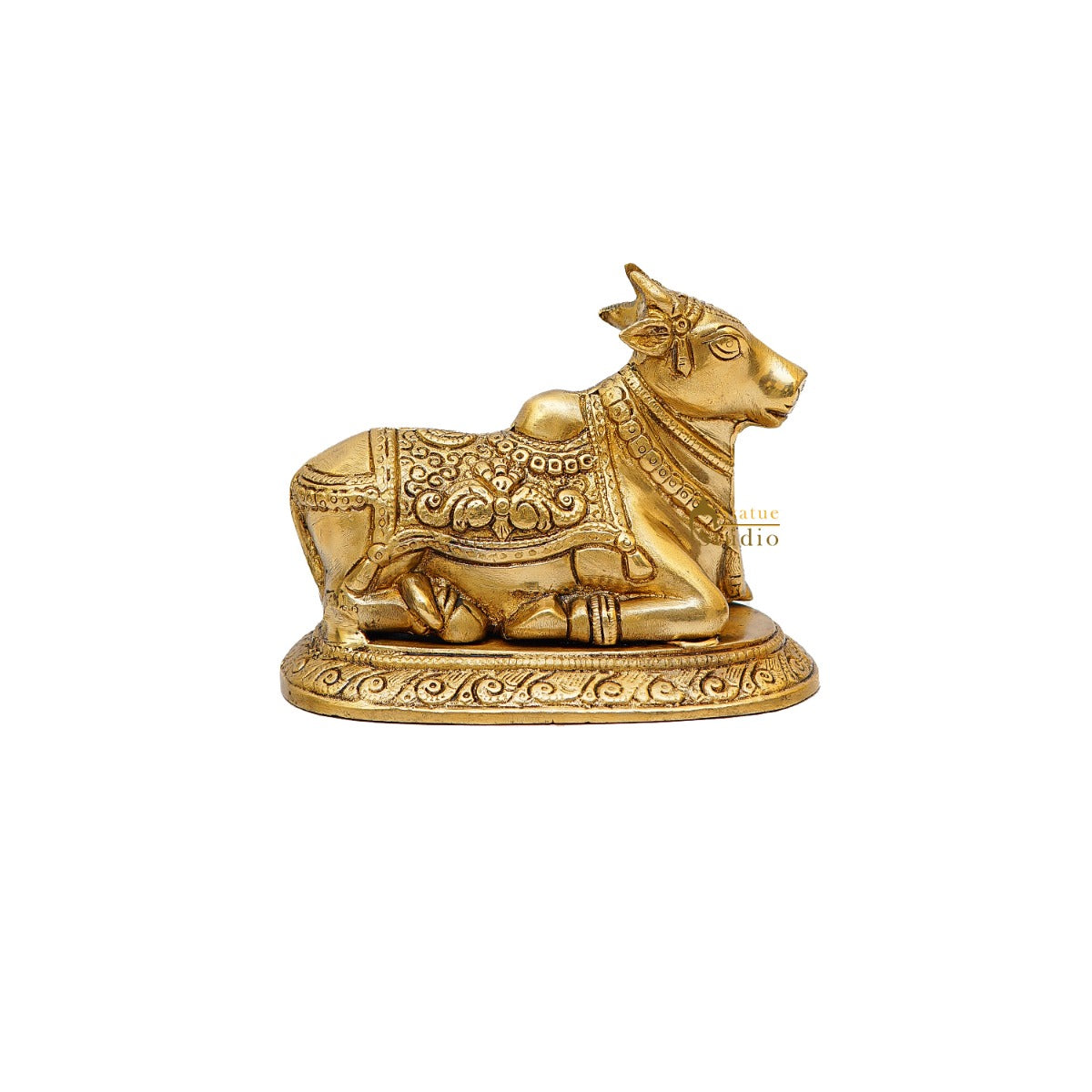 Brass Antique Shiva Nandi Idol Home Pooja Room Décor Lucky Gift Statue - Image 5