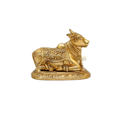 Brass Antique Shiva Nandi Idol Home Pooja Room Décor Lucky Gift Statue by vendor-unknown - Spiritual (View 5)
