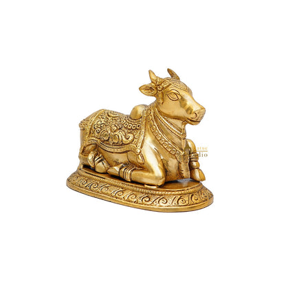 Brass Antique Shiva Nandi Idol Home Pooja Room Décor Lucky Gift Statue by vendor-unknown - Spiritual (View 6)