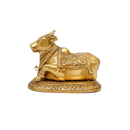Brass Antique Shiva Nandi Idol Home Pooja Room Décor Lucky Gift Statue by vendor-unknown - Spiritual (View 4)
