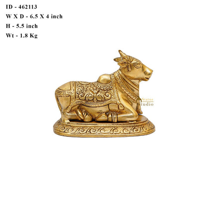 Brass Antique Shiva Nandi Idol Home Pooja Room Décor Lucky Gift Statue by vendor-unknown - Spiritual (View 7)