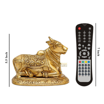 Brass Antique Shiva Nandi Idol Home Pooja Room Décor Lucky Gift Statue by vendor-unknown - Spiritual (View 8)