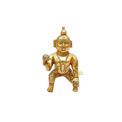 Brass Ladoo Gopal Bal Kanha Krishna Idol For Home Pooja Room Décor by vendor-unknown - Hindu Gods (View 3)