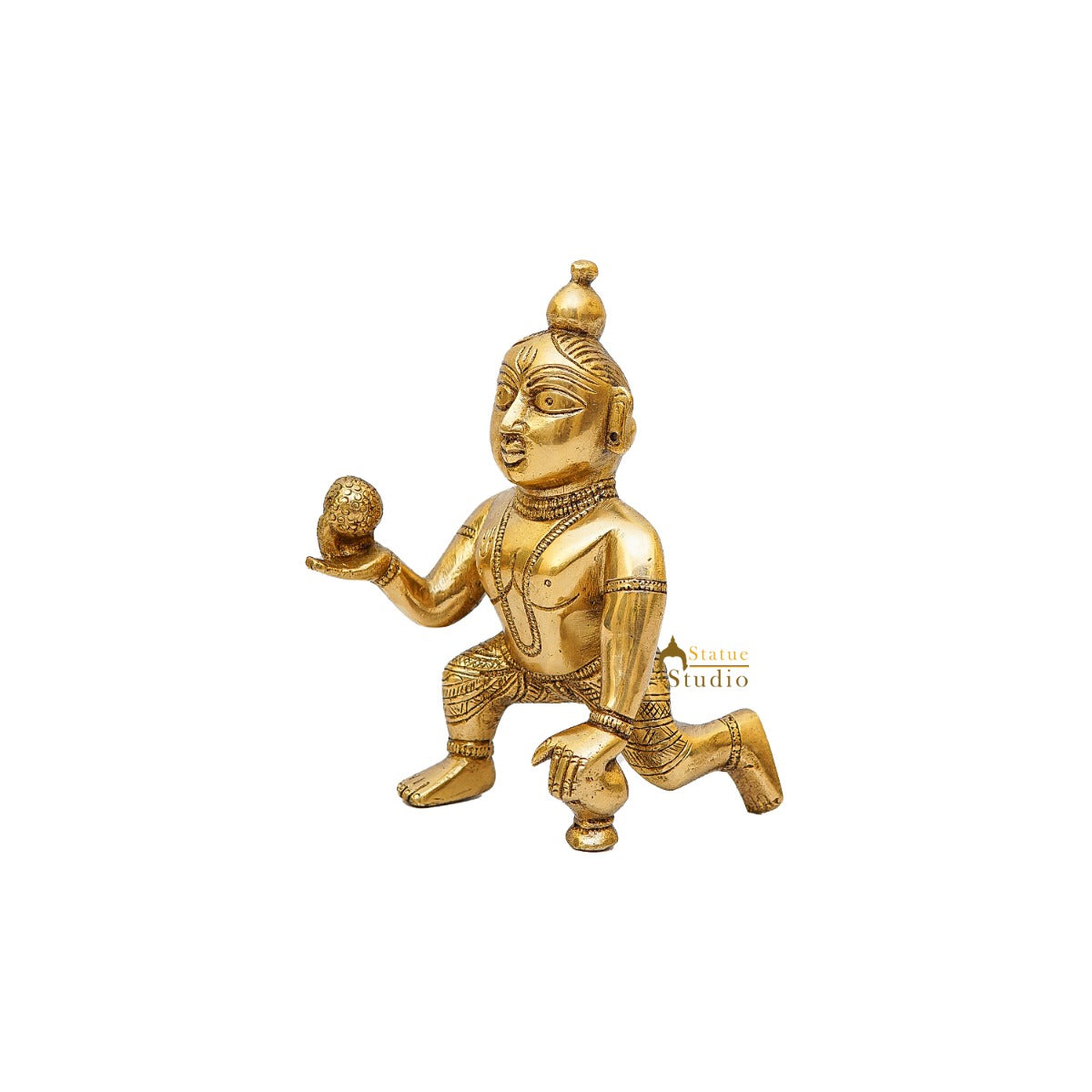 Brass Ladoo Gopal Bal Kanha Krishna Idol For Home Pooja Room Décor