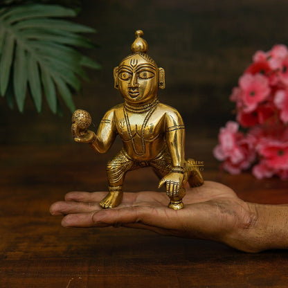 Brass Ladoo Gopal Bal Kanha Krishna Idol For Home Pooja Room Décor by vendor-unknown - Hindu Gods (View 2)