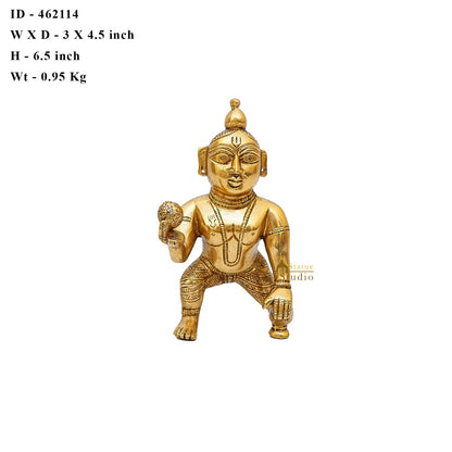 Brass Ladoo Gopal Bal Kanha Krishna Idol For Home Pooja Room Décor by vendor-unknown - Hindu Gods (View 6)