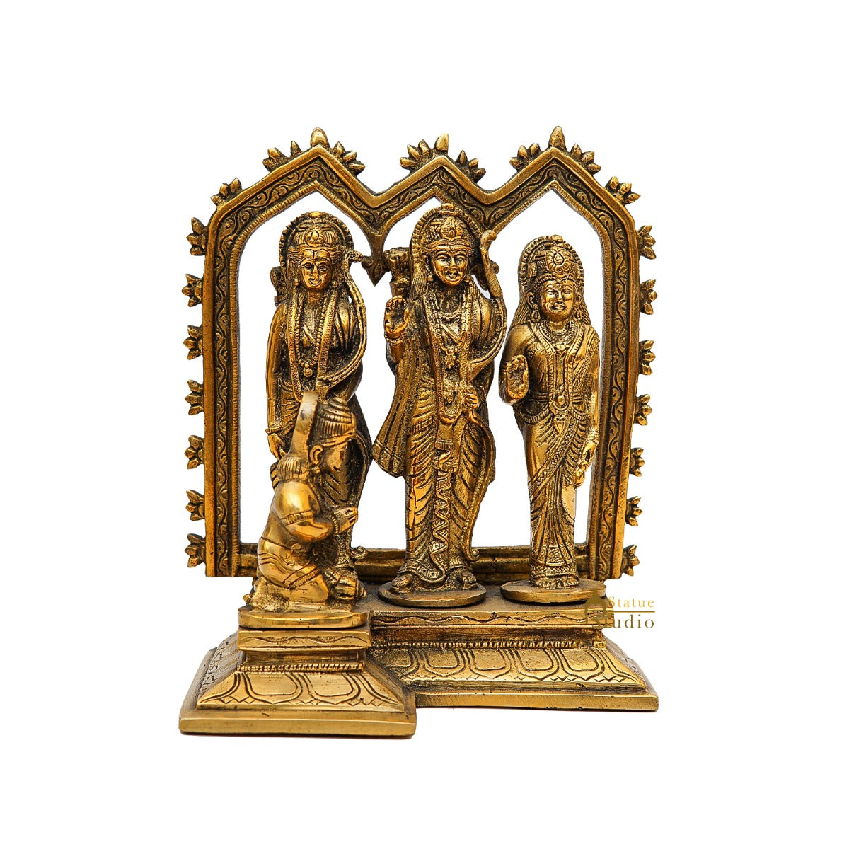 Brass Ram Darbar Family Statue Home Pooja Room Decor 8 Inch - Image 3