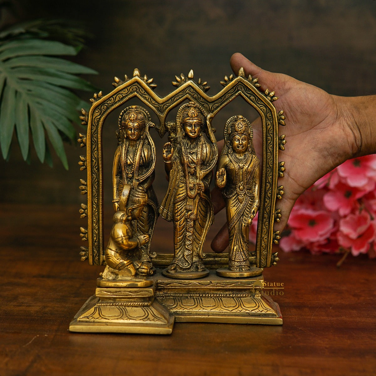 Brass Ram Darbar Family Statue Home Pooja Room Decor 8 Inch - Image 2