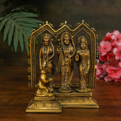 Brass Ram Darbar Family Statue Home Pooja Room Decor 8 Inch by vendor-unknown - Hindu Gods