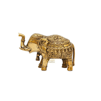 Brass Elephant Showpiece Figurine Home Office Table Decorative Statue 4" by vendor-unknown - Decor (View 5)