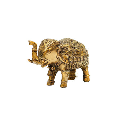 Brass Elephant Showpiece Figurine Home Office Table Decorative Statue 4" by vendor-unknown - Decor (View 4)