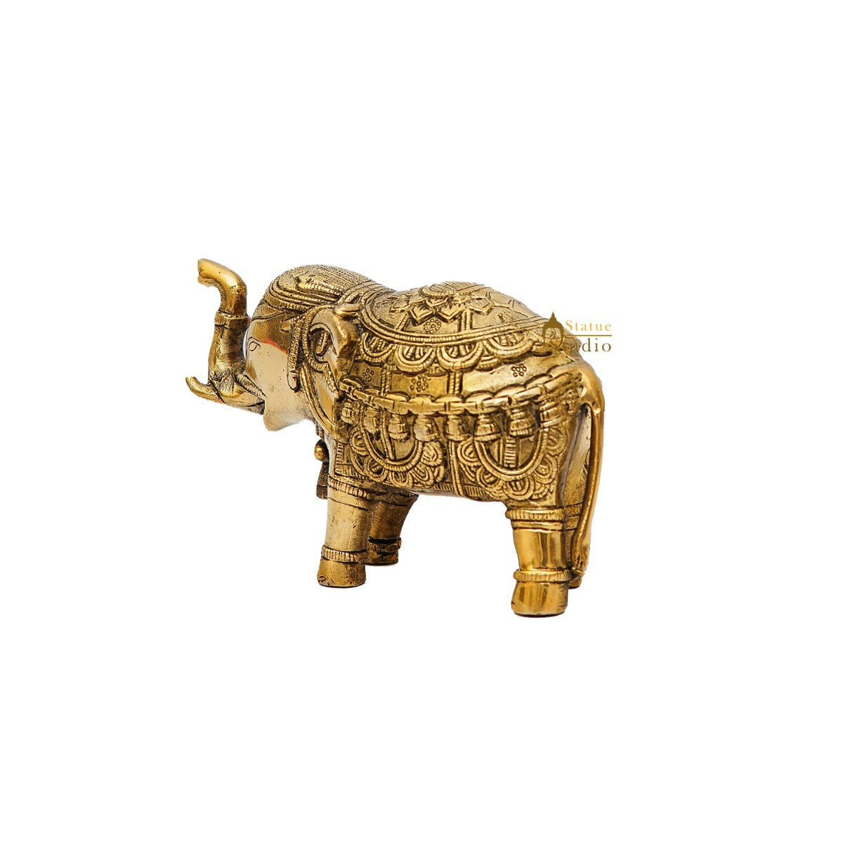 Brass Elephant Showpiece Figurine Home Office Table Decorative Statue 4"
