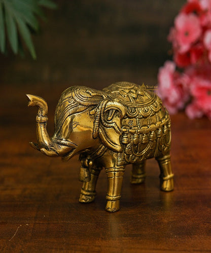Brass Elephant Showpiece Figurine Home Office Table Decorative Statue 4" by vendor-unknown - Decor (View 2)