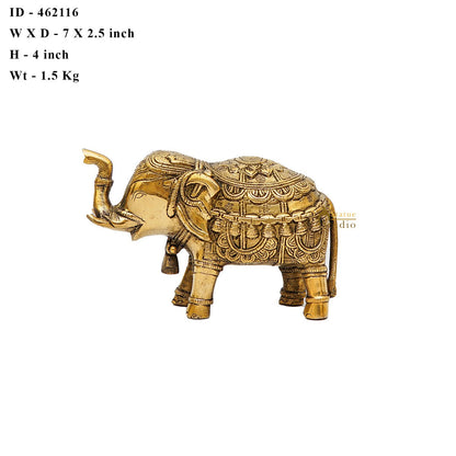 Brass Elephant Showpiece Figurine Home Office Table Decorative Statue 4" by vendor-unknown - Decor (View 7)