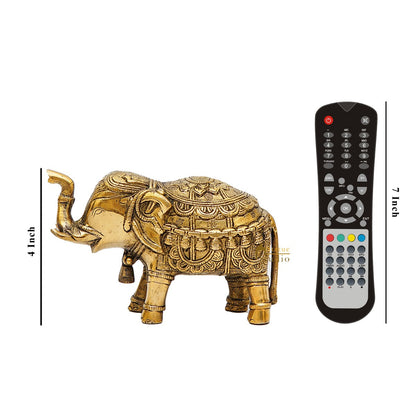 Brass Elephant Showpiece Figurine Home Office Table Decorative Statue 4" by vendor-unknown - Decor (View 8)