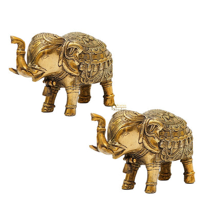 Brass Elephant Pair Showpiece Figurine Home Office Table Decorative Statue 4" by vendor-unknown - Decor (View 4)