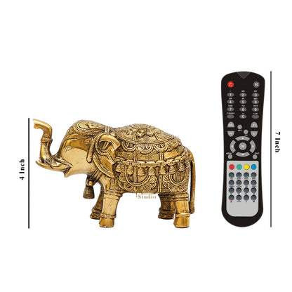 Brass Elephant Pair Showpiece Figurine Home Office Table Decorative Statue 4" by vendor-unknown - Decor (View 7)