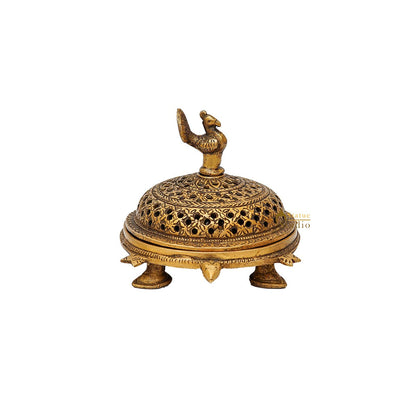 Brass Antique Peacock Dhoop Dani Loban Burner For Pooja Room Décor Gift by vendor-unknown - Spiritual (View 3)