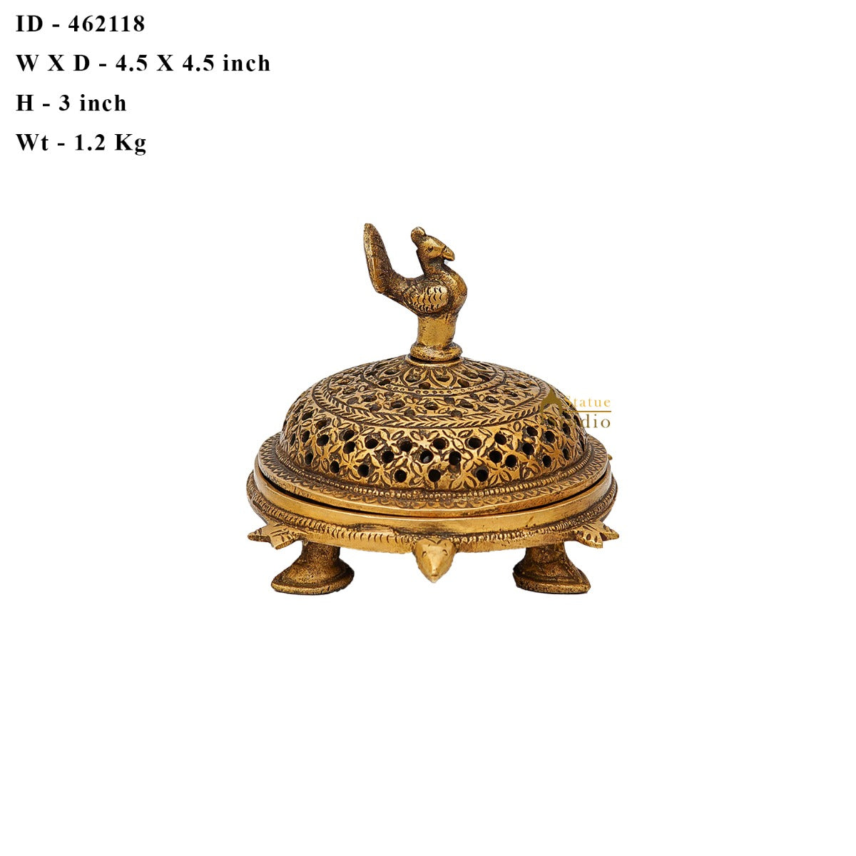 Brass Antique Peacock Dhoop Dani Loban Burner For Pooja Room Décor Gift