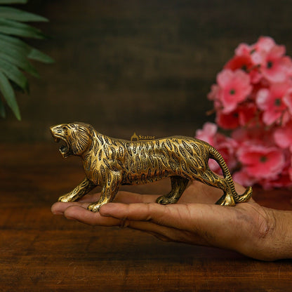 Brass Antique Mini Tiger Showpieces For Home Office Table Décor Gift by vendor-unknown - Decor (View 2)