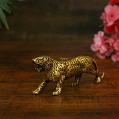 Brass Antique Mini Tiger Showpieces For Home Office Table Décor Gift by vendor-unknown - Decor