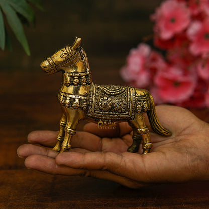 Brass Antique Mini Horse Showpieces For Home Office Table Décor Gift by vendor-unknown - Decor (View 3)