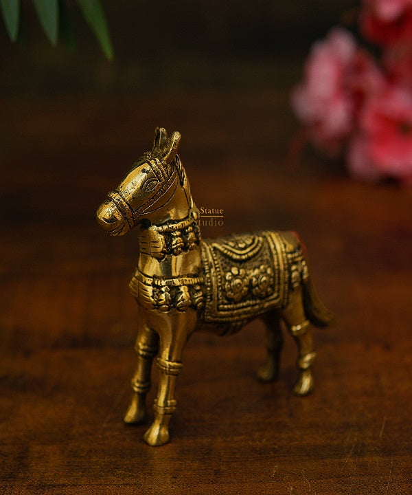 Brass Antique Mini Horse Showpieces For Home Office Table Décor Gift - Image 2