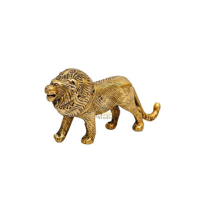 Brass Antique Mini Lion Showpieces For Home Office Table Décor Gift by vendor-unknown - Decor (View 3)