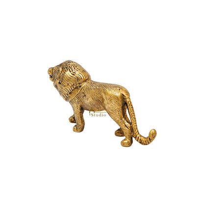 Brass Antique Mini Lion Showpieces For Home Office Table Décor Gift by vendor-unknown - Decor (View 5)