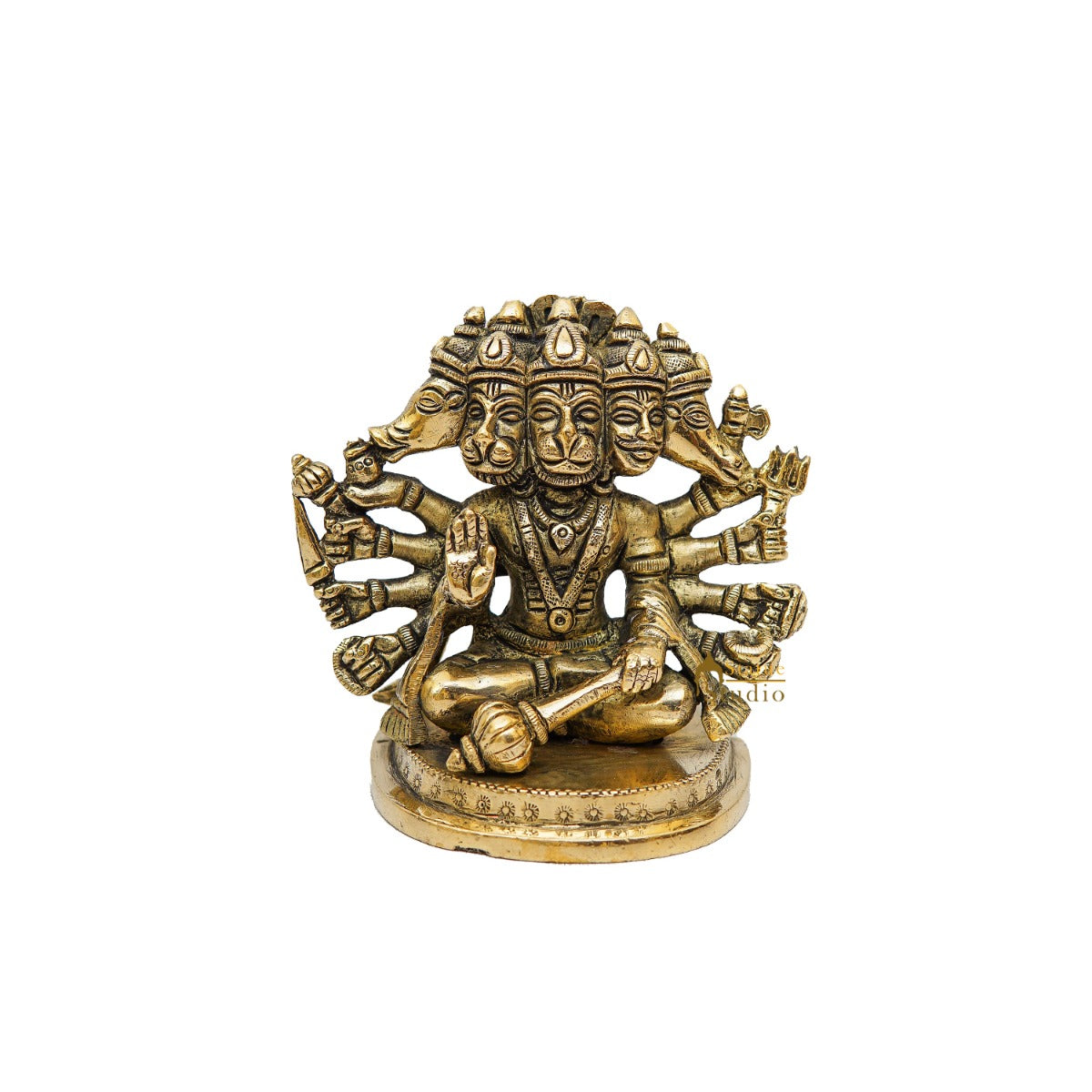 Brass Small Fine Panchmukhi Hanuman Idol 4 Inch