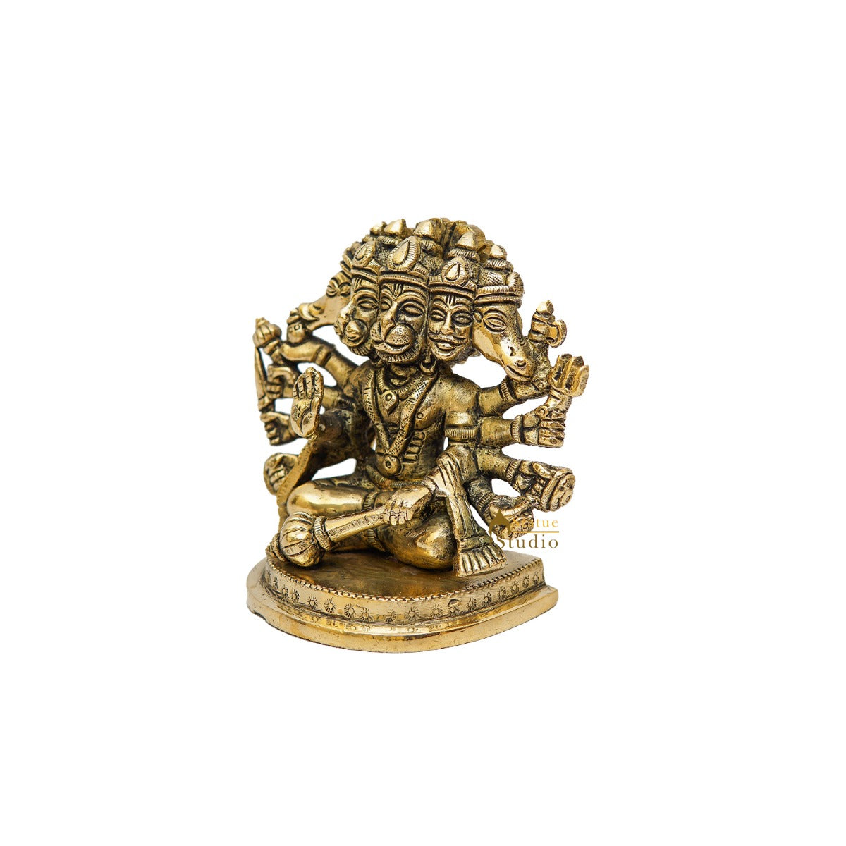 Brass Small Fine Panchmukhi Hanuman Idol 4 Inch - Image 4
