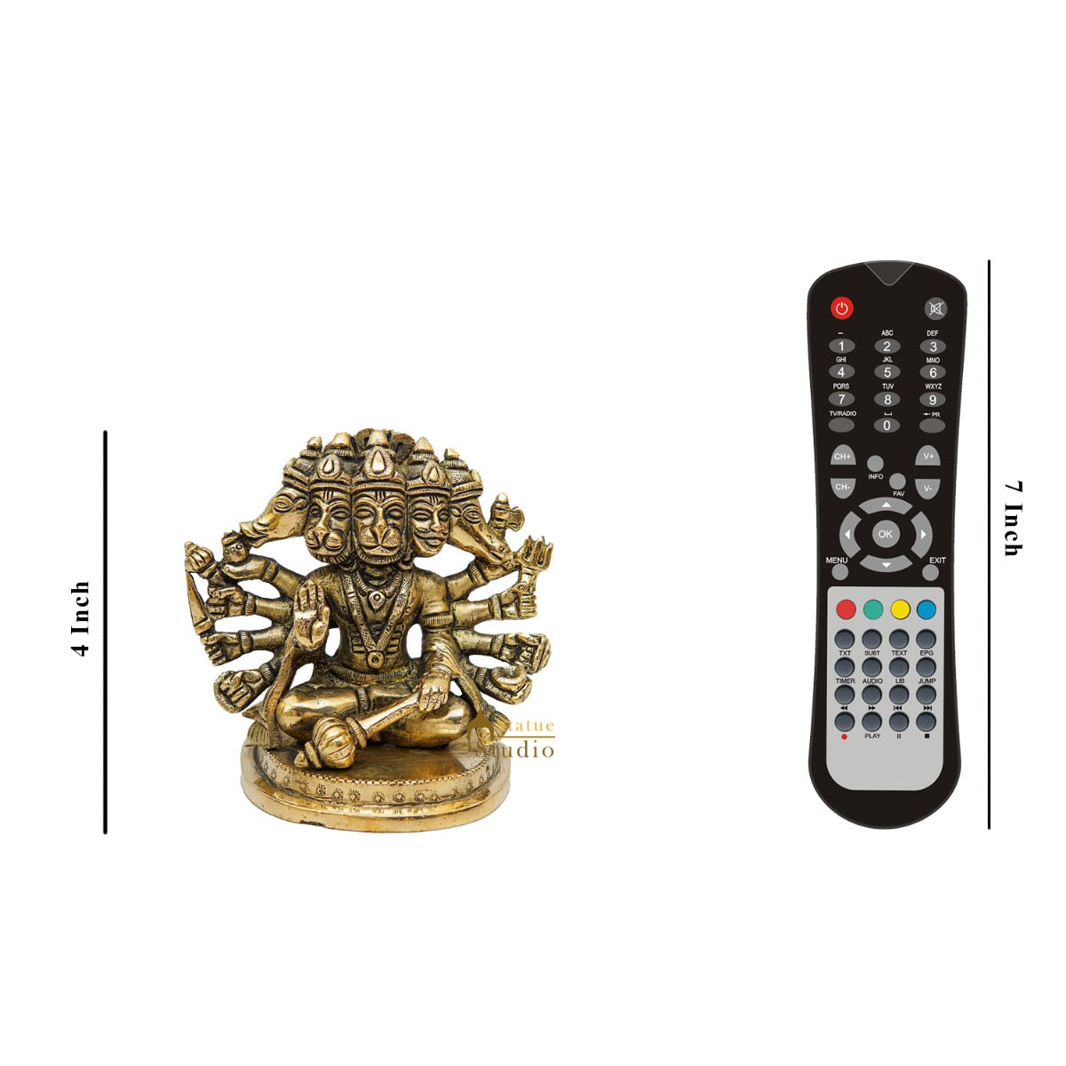 Brass Small Fine Panchmukhi Hanuman Idol 4 Inch - Image 7