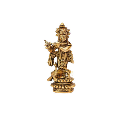Brass Fine Krishna Idol Standing Home Temple Pooja Room Décor Gift Statue by vendor-unknown - Hindu Gods (View 3)
