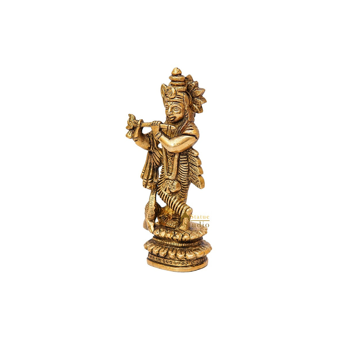 Brass Fine Krishna Idol Standing Home Temple Pooja Room Décor Gift Statue