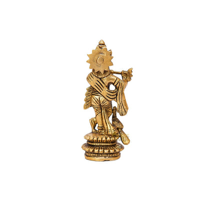 Brass Fine Krishna Idol Standing Home Temple Pooja Room Décor Gift Statue by vendor-unknown - Hindu Gods (View 5)