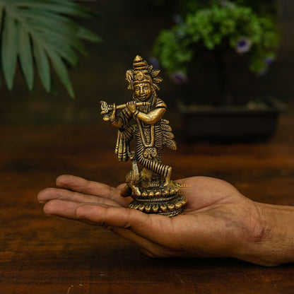 Brass Fine Krishna Idol Standing Home Temple Pooja Room Décor Gift Statue by vendor-unknown - Hindu Gods (View 2)