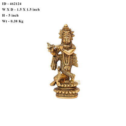 Brass Fine Krishna Idol Standing Home Temple Pooja Room Décor Gift Statue by vendor-unknown - Hindu Gods (View 6)