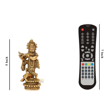 Brass Fine Krishna Idol Standing Home Temple Pooja Room Décor Gift Statue by vendor-unknown - Hindu Gods (View 7)