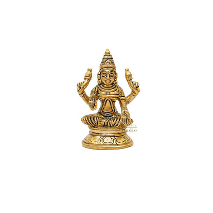 Brass Small Fine Lakshmi Idol For Pooja Décor Lucky Gift Laxmi Statue by vendor-unknown - Hindu Gods (View 4)